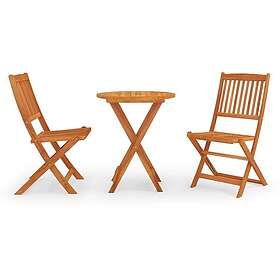 vidaXL Folding Outdoor Dining Set 3 Piece Solid Eucalyptus Wood Table & Chair