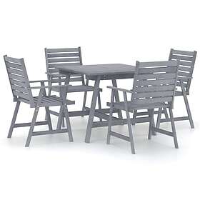 vidaXL Solid Acacia Wood Garden Dining Set 5 Piece Grey Outdoor Furniture