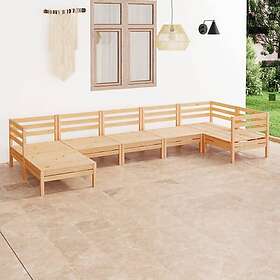 vidaXL Solid Pinewood Garden Lounge Set 7 Piece Outdoor Wooden Pallet Sofa Brown
