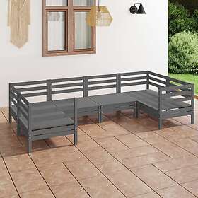 vidaXL Solid Pinewood Garden Lounge Set 6 Piece Grey Outdoor Pallet Sofa