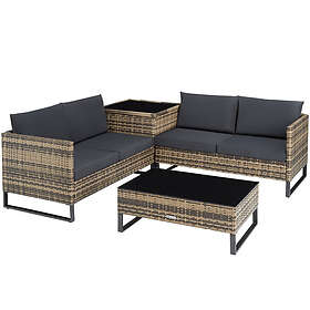 TecTake (nature) Garden rattan furniture set Ostuni garden set.garden table and chairs, bistro set, corner sofa nature