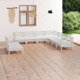 vidaXL Solid Pinewood Garden Lounge Set 9 Piece White Patio Pallet Sofa