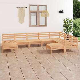 vidaXL Solid Pinewood Garden Lounge Set 9 Piece Wooden Patio Pallet Sofa
