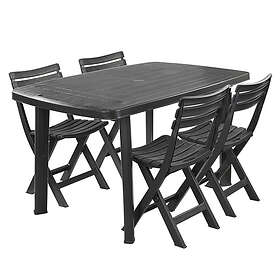 URBN Living (4 Chairs) Large Table With Folding Chairs Garden Set Black