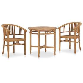 vidaXL Solid Teak Wood Garden Dining Set 3 Piece Kitchen Bar Table and Chairs