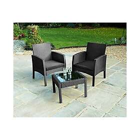 On Dealz Black Rattan Armchair Bistro Set 2 Chairs & Table Garden Furniture Pati