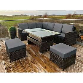Soho Rattan Wicker Luxury Corner Sofa / Dining Set Chair Grey