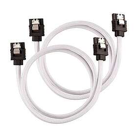 Corsair Premium sleeved SATA I, 0,6 m, 2-pack,white