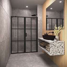 Hietakari Duschdörr Bläk 750 Paris Nisch Fast Vägg och Vändbar Dörr B50-91-B5