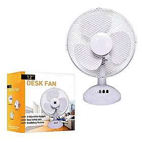 Electric 12" PEDESTAL OSCILLATING DESK FAN HOME OFFICE AIR COOLING FAN DESK OSCILLATING/ROTATING BUTTON CONTROLS WITH SAFETY GRILL AND 3 ADJ