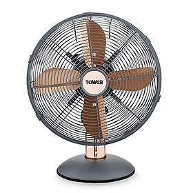 Tower T611000G Cavaletto Metal Desk Fan with 3 Speed Settings, 12”, 35W, Grey and Rose Gold