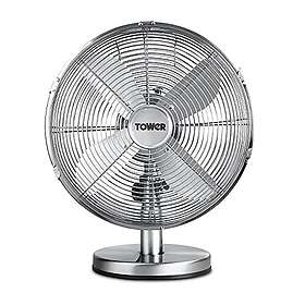 Tower T605000 Metal Desk Fan with 3 Speeds, Automatic Oscillation, 12”, 35W, Chr