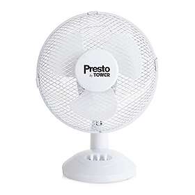 Tower Presto by PT600001 9 Inch Desk Fan with 2 Speeds, Rotary Oscillation, 20W, White