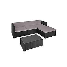 TecTake Rattan garden furniture set lounge Florence - black/grey