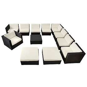 TecTake Las Vegas Rattan Garden Sofa Lounge Set Black