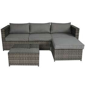 Charles Bentley L-Shaped 3 Seater Rattan Lounge Set Grey