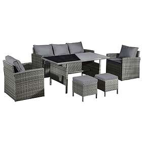 Oseasons Fiji Rattan 7 Seat Lounge Dining Set In Pewter Grey
