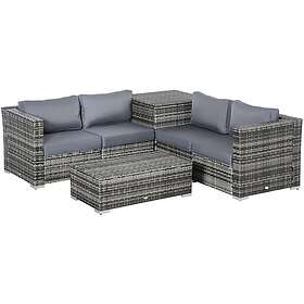 Outsunny 6pc Rattan Corner Sofa Set Grey