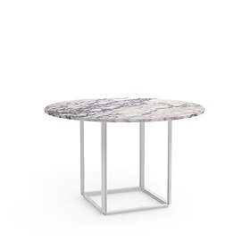 New Works Florence matbord runt white viola marble, o120 cm, vitt stativ