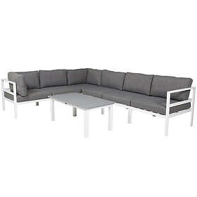 Venture Design Loungegrupp Copacabana med Pincy Soffbord 3+3 Utomhus hörn+mitten-vit/Grå+Pa bord 110*62*45-vit/Grå 1 GR18092