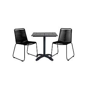 Venture Design Matgrupp Coco med 2 Leon Stapelbara Matstolar Colorado70*70 Black/Black+Lindos Stacking Chair Black Alu GR21660