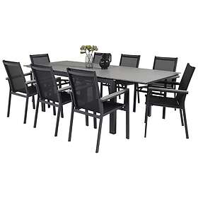 Venture Design Matgrupp Lova 160/240 med 8 Pincy Stolar Levels bord160/240*90Svart Alu/Grå+Parma stolSvartalu/Svart8 GR18195