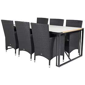 Venture Design Matgrupp Tilly 200 med 6 Milwa Matstolar Texas bord 200*100-svartalu/TeakSpray sten+Malin stolt/6 GR18389