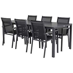 Venture Design Matgrupp Bront 205 med 6 Pincy Stolar Break bord-205*90-Svart Alu/Svart+Parma stolSvart alu/Svart6 GR18261