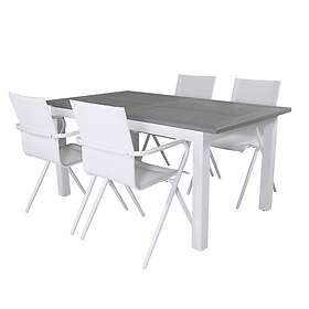Venture Design Matgrupp Aleyna 152 Vit med 4 Aspen Matstolar Albany Table 152/210 White/Grey+Alina Dining Chair whi GR21671