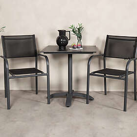 Venture Design Cafégrupp Canucks med 2 Siri Matstolar Colorado-Cafébord-70Svart/Svart+Santorini stol-svart/svart GR18603