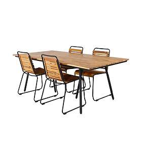 Venture Design Matgrupp Chane med 4 Billy Matstolar Chan Dining Table Black Steel / Acacia (teak look) 200cm GR21473