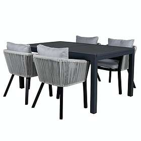 Venture Design Matgrupp Marbella med 4 Veny Stolar MarbellaTable160/240-ViryaDiningChair-BlackAlu/GreyCushion4 GR21906