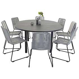 Venture Design Matgrupp Madrid Ø 140 med 8 Leon Matstolar Marbella Matbord φ140*