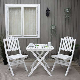 Baltic Garden Caféset Wilma Bord med 2 Visby Stolar WILMA table VISBY chairs set, white 500367-6