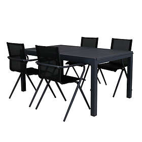 Venture Design Matgrupp Marbella med 4 Act Stolar MarbellaTable160/240-AlinaDiningChair_Alu/BlackTextilene4 GR21912