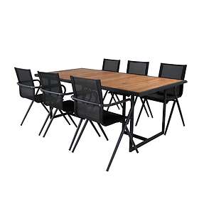 Venture Design Matgrupp King med 6 Anve Matstolar Khung Dining Table Black Steel / Acacia (teklook) 200*10 GR21486
