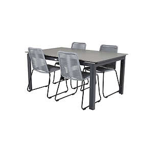 Venture Design Matgrupp Lova 160/240 med 4 Leon Stolar Levels Bord160/240*90-svart/Grå+Lindos stol-svart/Grå4 GR18581