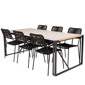Venture Design Matgrupp Thea 200 med 6 Leon Karmstolar Texas Dining Table 200*100 Black Alu / Teak Grey Spray s GR19023