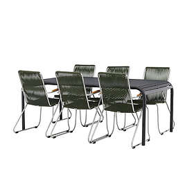 Venture Design Matgrupp Borneo Bord med 6 Bois Chairs Diningtable Aluminium Blac