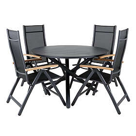 Venture Design Matgrupp Ande med 4 Poda Matstolar Alma Dining Table Black Alu ø1