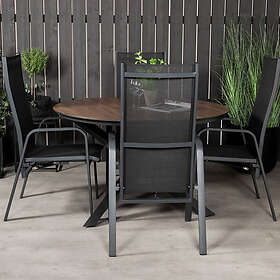 Venture Design Matgrupp Lea Ø 120 med 4 Copacabana Stolar Llama Round Bord120-svart/Brown HPL+Copacabana stolsvart GR18614