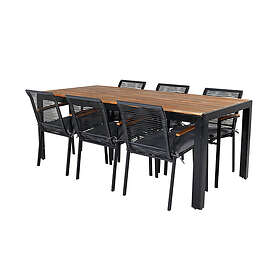 Venture Design Matgrupp Bois med 6 Deni Chairs BoisDiningtable205*90cm-BlackLegs