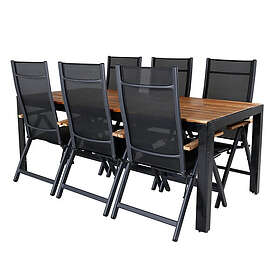 Venture Design Matgrupp Berfin med 6 Perla Chairs Bois Dining table 205*90cm Bla