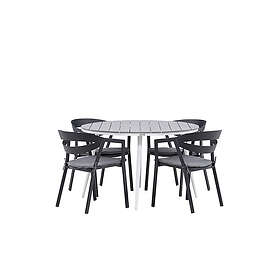 Venture Design Matgrupp Break Ø120 cm med 4 Slit Chairs Dining Table Round- Whit