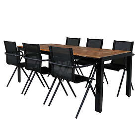 Venture Design Matgrupp Bois med 6 Act Stolar BoisDiningtable205*90cm-Acacia+AlinaDiningChair-BlackAlu_6 GR21942