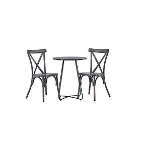 Venture Design Cafégrupp Bacong Bord med 2 Tablas Stolar Cafetable Stål Black / Round ø60** +Tablas Diningchair Aluminium _2 GR23292