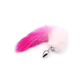 Pink & White Faux Tail With Stainless Plug S
