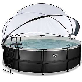 Exit Toys Pool Black Leather High Rund med Filterpump Inkl. Tak / Sandfilter exkl. Värmepump / 488cm
