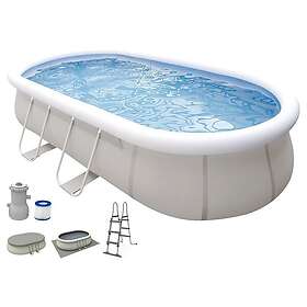 Avenli Frame Oval Pool Set 800gal Filter Pump+filter+ladder+ground Cloth And Cover Tubular Pools Grå 610 x 360 x 122 cm