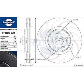 ROTINGER Rotori disco freno (asse anteriore, Set di 2 pezzi) Con rivestimento anticorrosione, RT 22096-GL T5